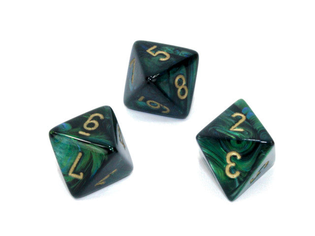 Chessex D8 Dice Scarab Polyhedral Jade/gold d8