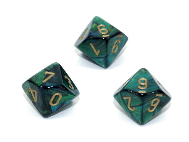 Chessex D10 Dice Scarab Polyhedral Jade/gold d10