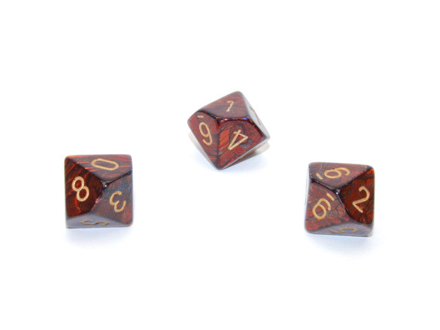 Chessex D10 Dice Scarab Polyhedral Blue Blood/gold d10