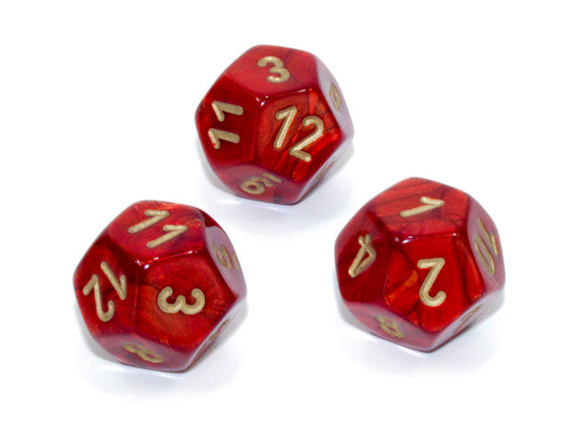 Chessex D12 Dice Scarab Polyhedral Scarlet/gold d12