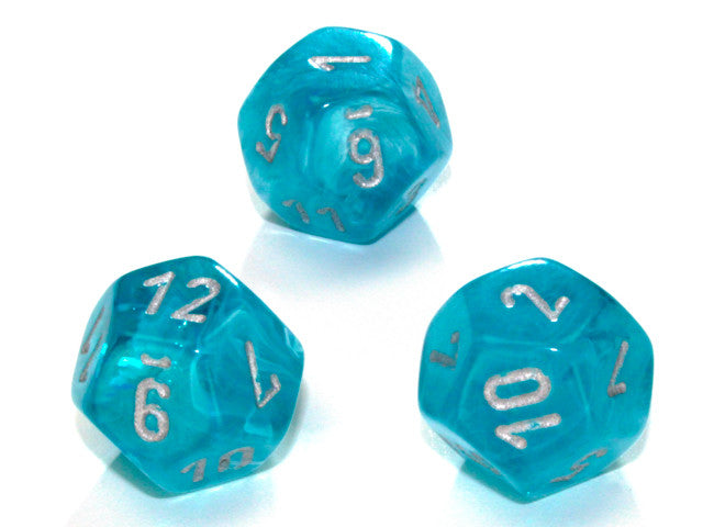 Chessex D12 Dice Cirrus Polyhedral Aqua/silver d12