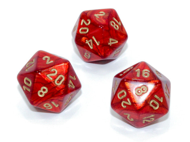 Chessex D20 Dice Scarab Polyhedral Scarlet/gold d20