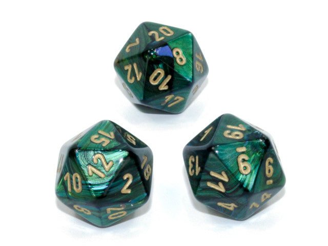 Chessex D20 Dice Scarab Polyhedral Jade/gold d20