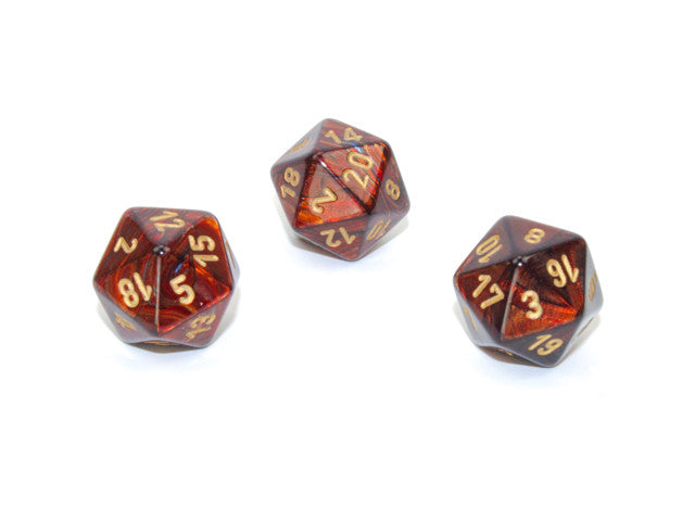 Chessex D20 Dice Scarab Polyhedral Blue Blood/gold d20