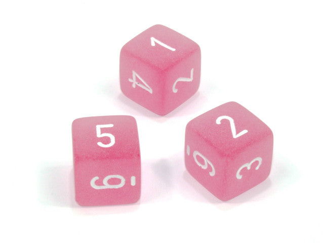 Chessex D6 Dice Frosted Polyhedral Pink/white d6