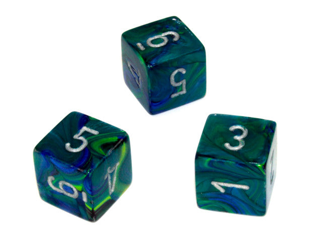 Chessex D6 Dice Festive Polyhedral Green/silver d6 w/#s