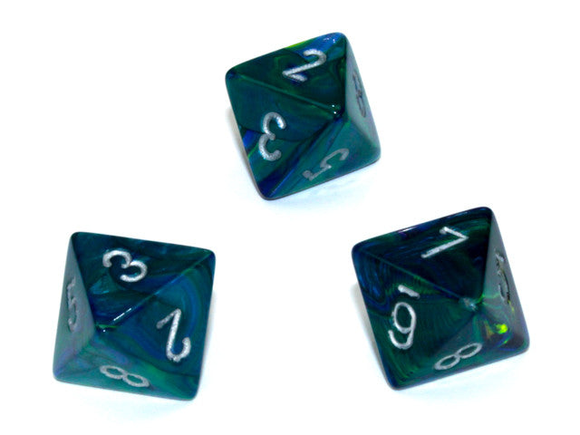 Chessex D8 Dice Festive Polyhedral Green/silver d8