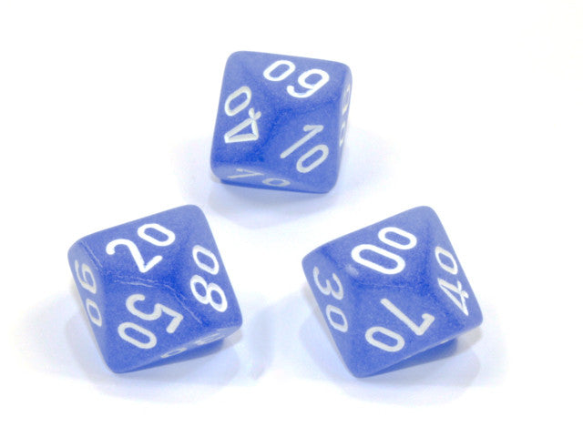 Chessex Tens 10 Dice Frosted Polyhedral Blue/white Tens 10