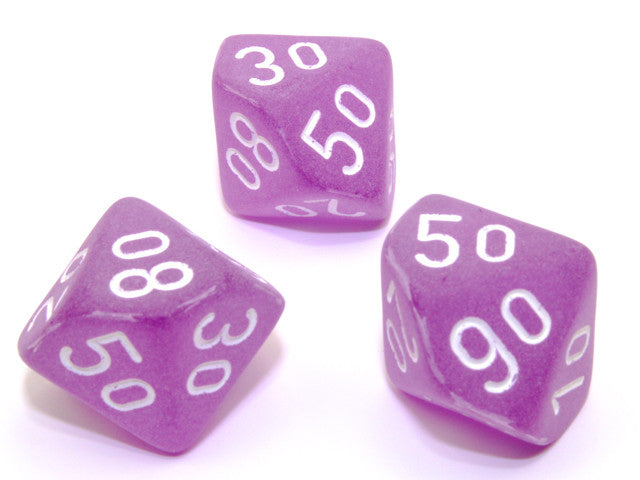 Chessex Tens 10 Dice Frosted Polyhedral Purple/white Tens 10