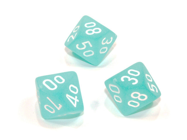 Chessex Tens 10 Dice Frosted Polyhedral Teal/white Tens 10