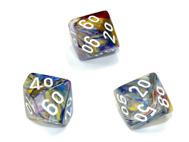 Chessex Tens 10 Dice Festive Polyhedral Carousel/white Tens 10