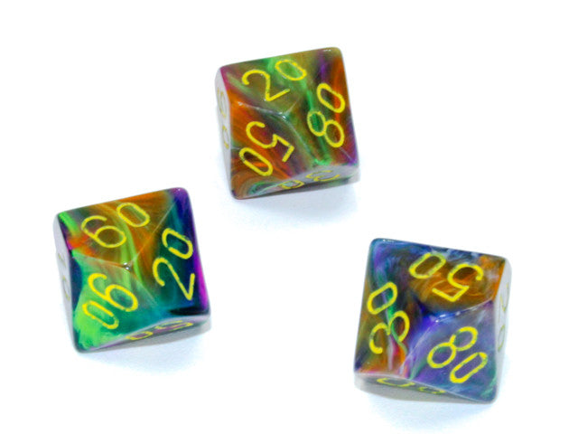 Chessex Tens 10 Dice Festive Polyhedral Rio/yellow Tens 10