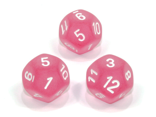 Chessex D12 Dice Frosted Polyhedral Pink/white d12
