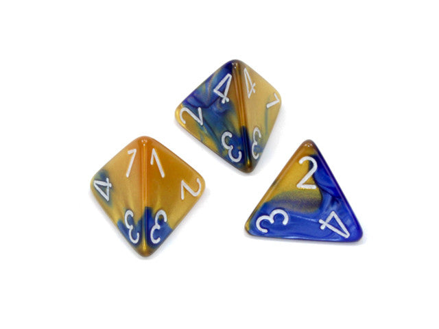 Chessex D4 Dice Gemini Polyhedral Blue-Gold/white d4