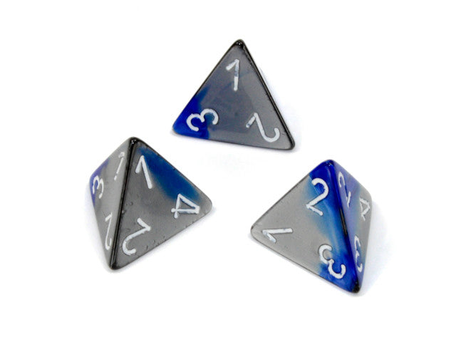 Chessex D4 Dice Gemini Polyhedral Blue-Steel/white d4