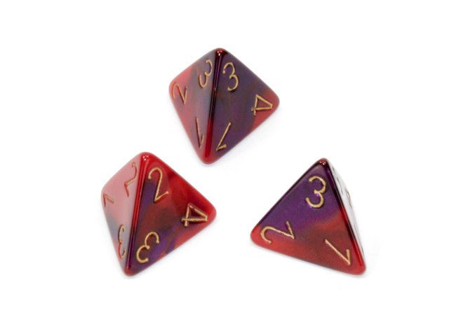 Chessex D4 Dice Gemini Polyhedral Purple-Red/gold d4