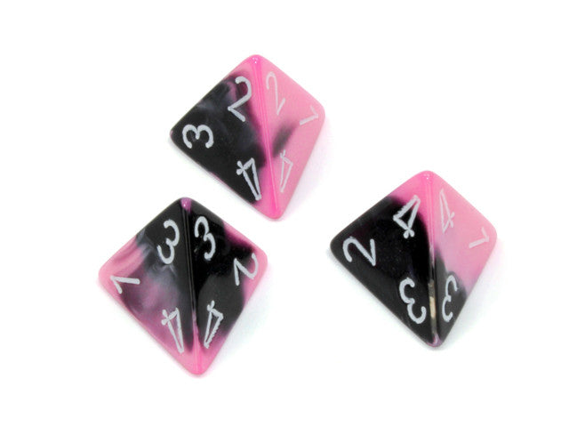 Chessex D4 Dice Gemini Polyhedral Black-Pink/white d4