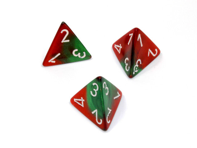 Chessex D4 Dice Gemini Polyhedral Green-Red/white d4