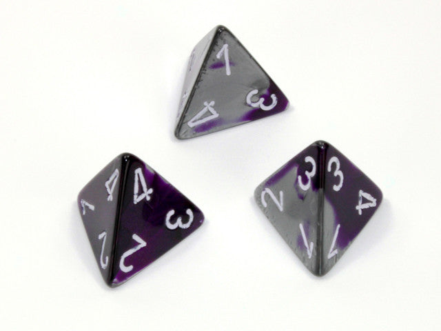 Chessex D4 Dice Gemini Polyhedral Purple-Steel/white d4