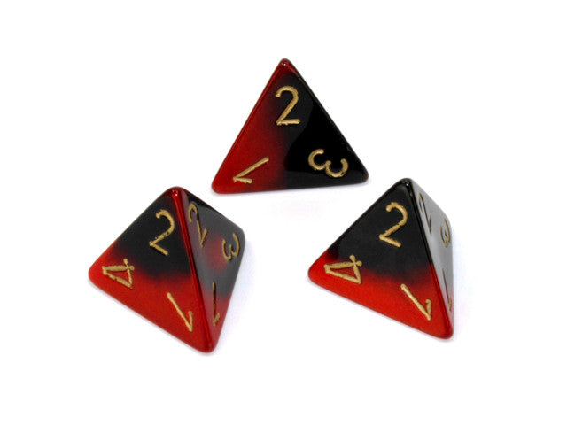 Chessex D4 Dice Gemini Polyhedral Black-Red/gold d4