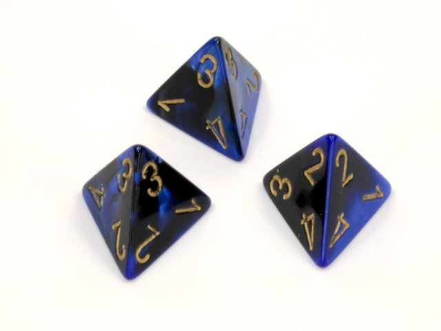 Chessex D4 Dice Gemini Polyhedral Black-Blue/gold d4