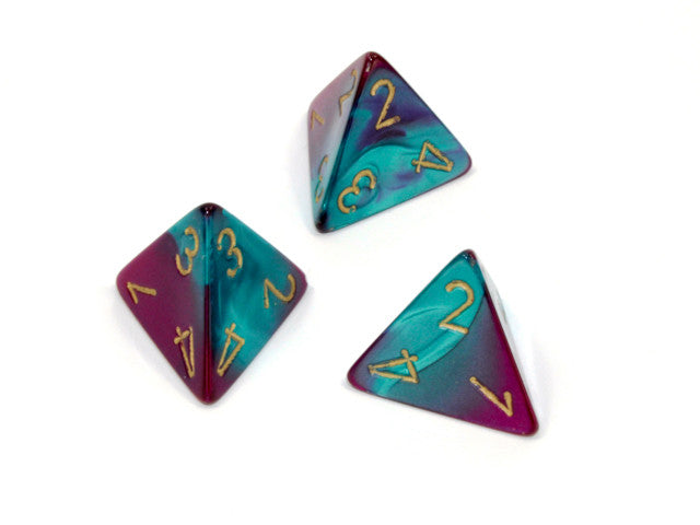 Chessex D4 Dice Gemini Polyhedral Purple-Teal/gold d4