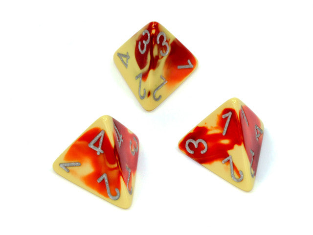 Chessex D4 Dice Gemini Polyhedral Red-Yellow/silver d4