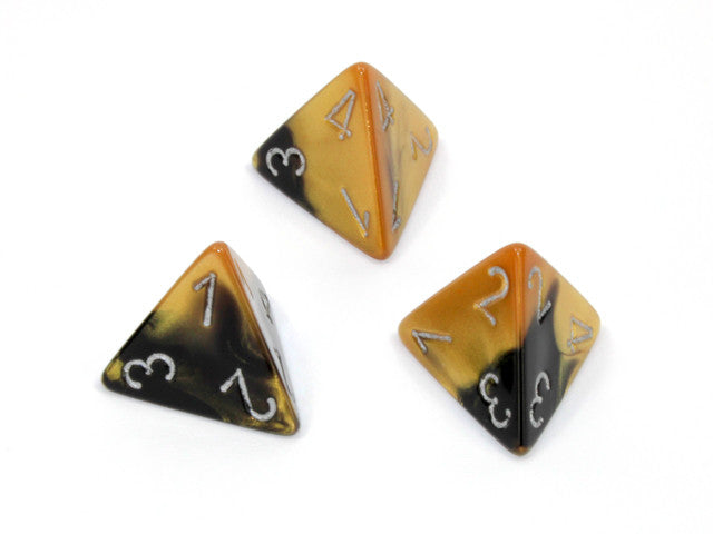Chessex D4 Dice Gemini Polyhedral Black-Gold/silver d4