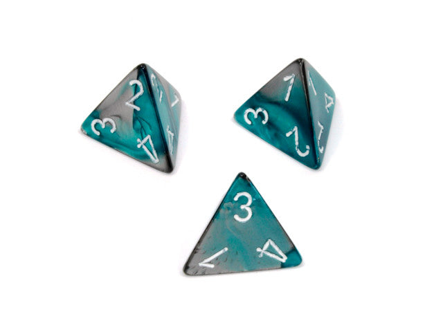 Chessex D4 Dice Gemini Polyhedral Steel-Teal/white d4