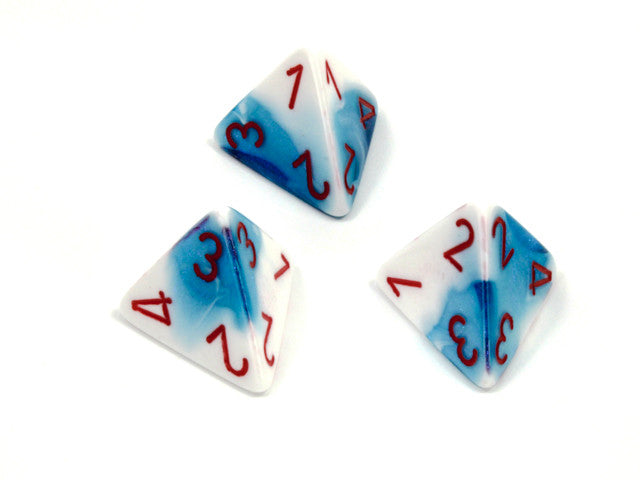 Chessex D4 Dice Gemini Polyhedral Astral Blue-White/red d4