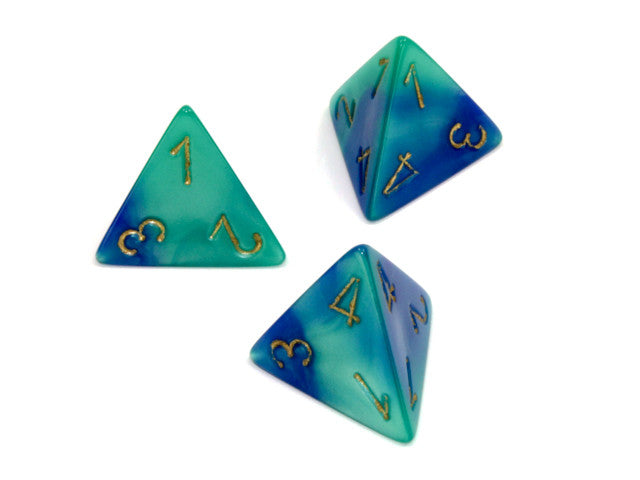 Chessex D4 Dice Gemini Polyhedral Blue-Teal/gold d4