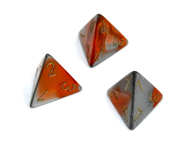 Chessex D4 Dice Gemini Polyhedral Orange-Steel/gold d4