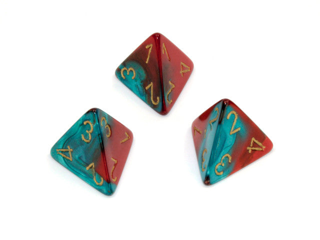 Chessex D4 Dice Gemini Polyhedral Red-Teal/gold d4