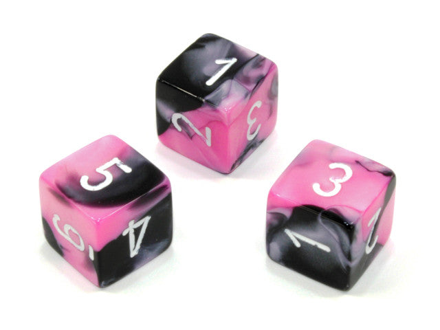 Chessex D6 Dice Gemini Polyhedral Black-Pink/white d6 w/#s