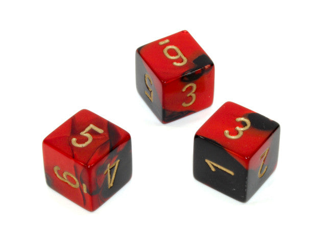 Chessex D6 Dice Gemini Polyhedral Black-Red/gold d6 w/#s