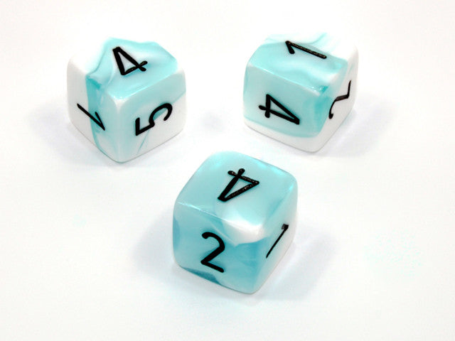 Chessex D6 Dice Gemini Polyhedral Teal-White/black d6 w/#s