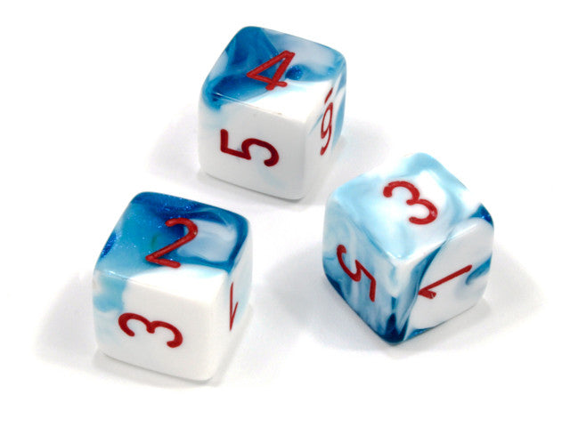 Chessex D6 Dice Gemini Polyhedral Astral Blue-White/red d6