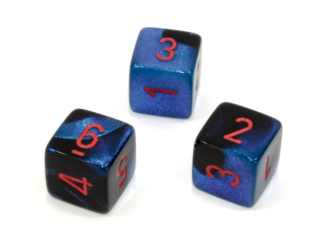 Chessex D6 Dice Gemini Polyhedral Black-Starlight/red d6