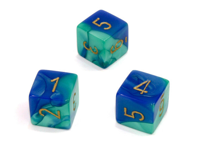 Chessex D6 Dice Gemini Polyhedral Blue-Teal/gold d6