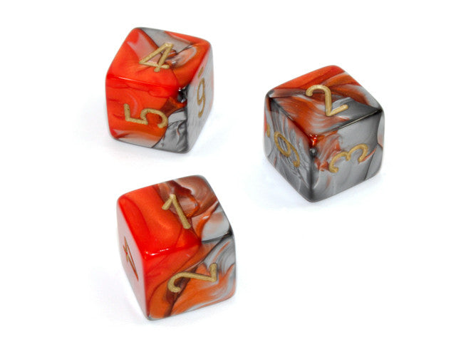 Chessex D6 Dice Gemini Polyhedral Orange-Steel/gold d6