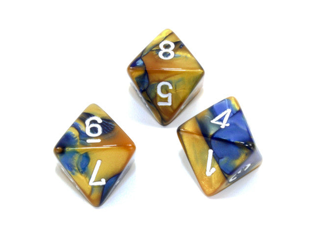 Chessex D8 Dice Gemini Polyhedral Blue-Gold/white d8