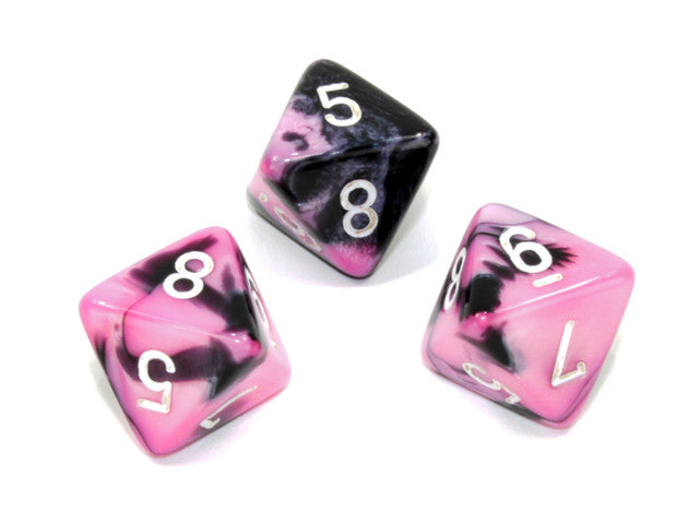 Chessex D8 Dice Gemini Polyhedral Black-Pink/white d8