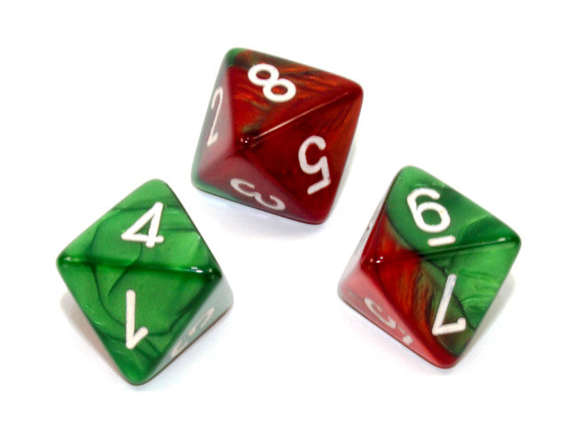 Chessex D8 Dice Gemini Polyhedral Green-Red/white d8