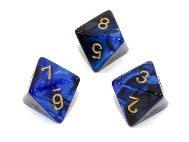Chessex D8 Dice Gemini Polyhedral Black-Blue/gold d8