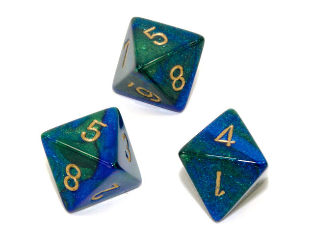 Chessex D8 Dice Gemini Polyhedral Blue-Green/gold d8