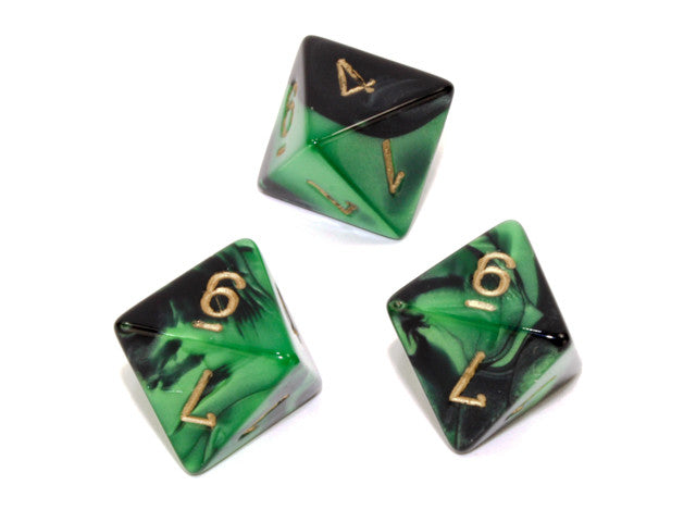 Chessex D8 Dice Gemini Polyhedral Black-Green/gold d8