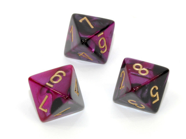 Chessex D8 Dice Gemini Polyhedral Black-Purple/gold d8