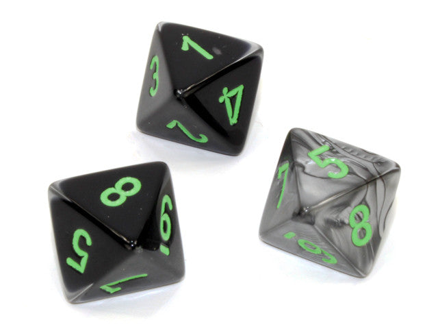 Chessex D8 Dice Gemini Polyhedral Black-Grey/green d8