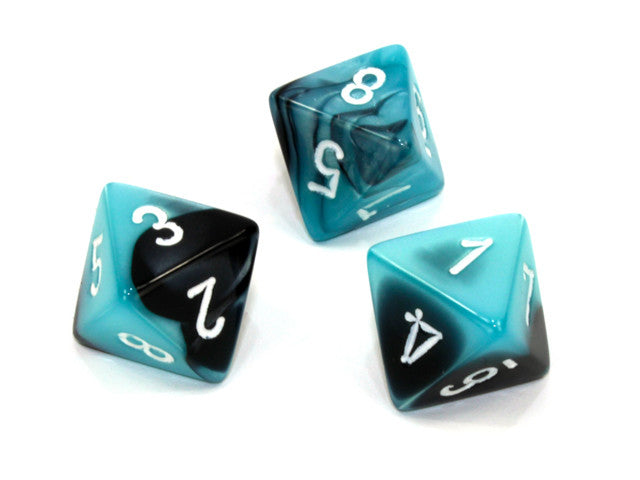 Chessex D8 Dice Gemini Polyhedral Black-Shell/white d8