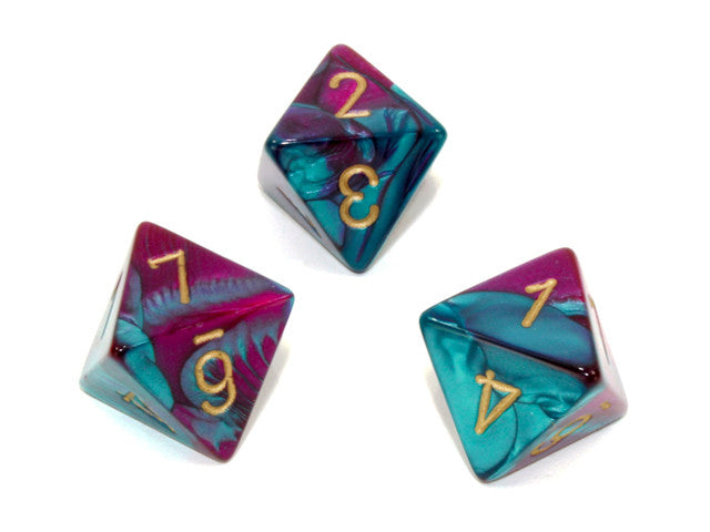 Chessex D8 Dice Gemini Polyhedral Purple-Teal/gold d8